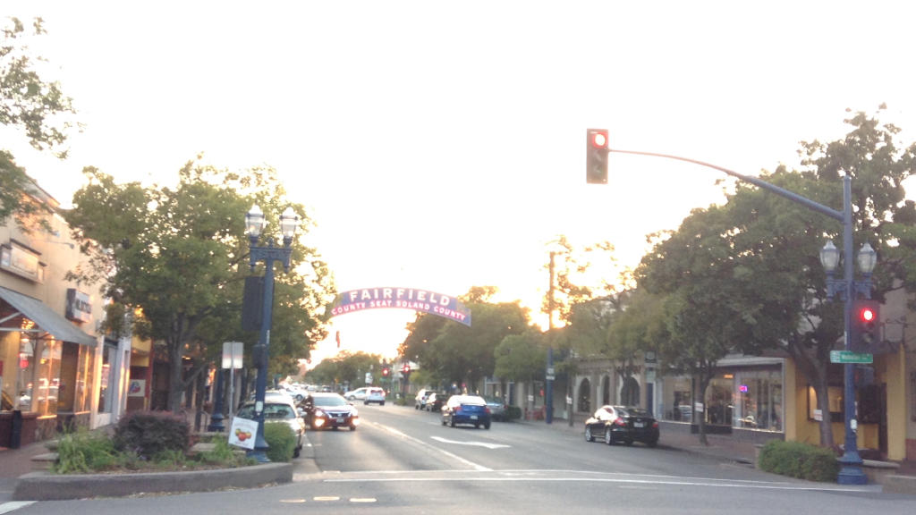 Downtown street scene in Fairfield, California