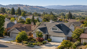 Residential neighborhood and foothills Napa County